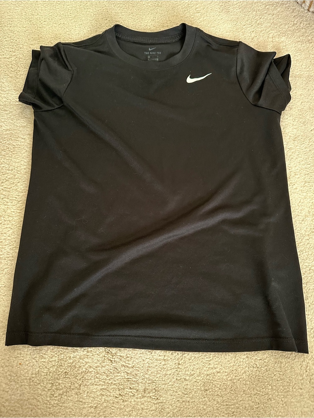 2 Nike Black Women's Short Sleeve Dri-FIT Tee with White Swoosh